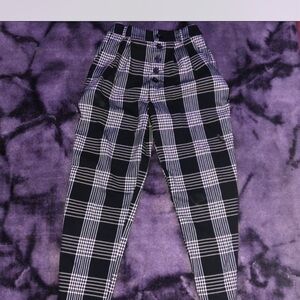 Forever 21 Plaid Black and White High Waisted Pants